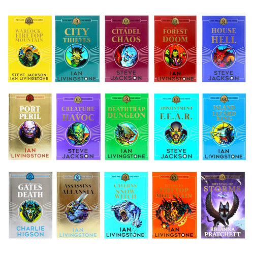 Fighting Fantasy Collection 15 Books Set by Ian Livingstone & Steve Jackson (The Warlock of Firetop Mountain, The Port of Peril, The Gates of Death & More!)