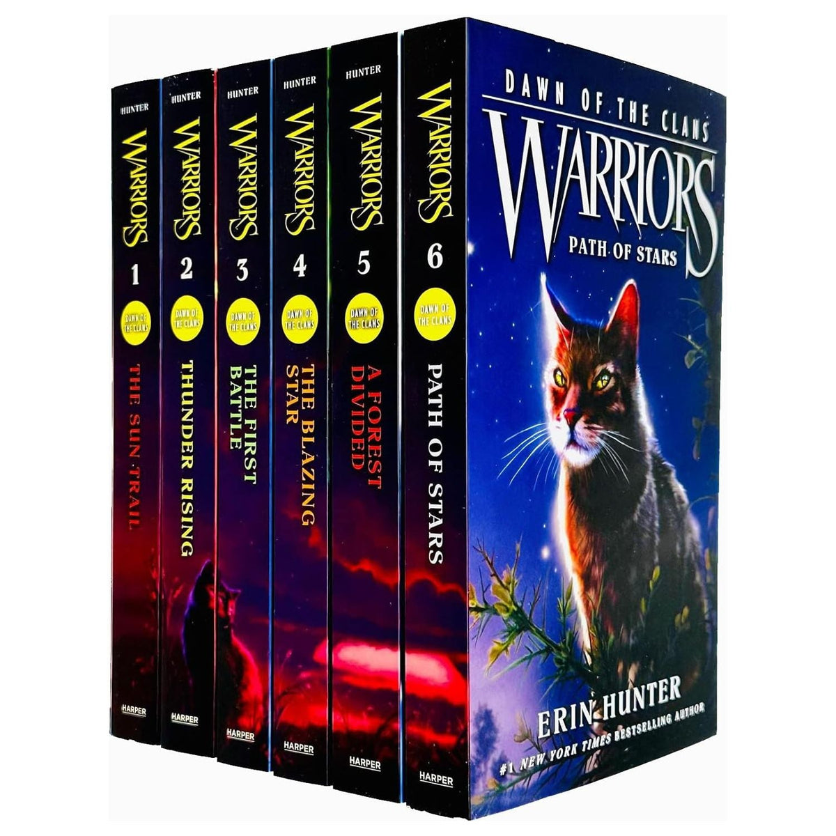 Warriors Cats Series 5 Dawn of The Clans Prequel Book 1-6 Collection Set By Erin Hunter(The Sun Trail, Thunder Rising, The First Battle, The Blazing Star, A Forest Divided & Path of Stars)