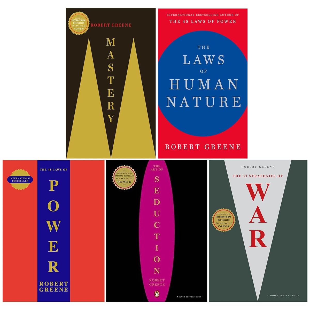 The Modern Machiavellian Series 5 Books Collection Set by Robert Greene (The 48 Laws Of Power, The Art of Seduction, Mastery, The Laws of Human Nature & 1 More)