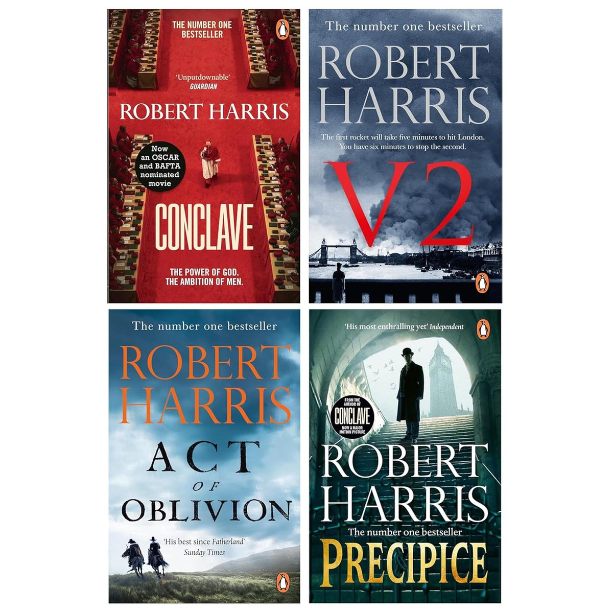 Robert Harris 4 Books Collection Set (Conclave, V2, Act of Oblivion and Precipice)