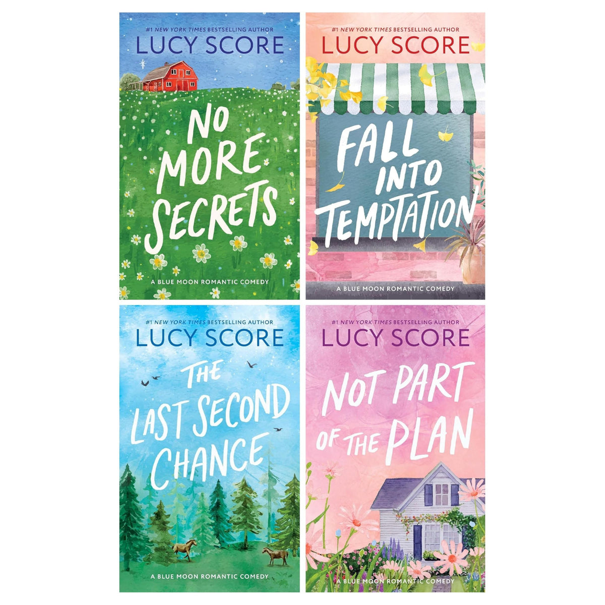Blue Moon Series 4 Books Collection Set by Lucy Score (No More Secrets, Fall Into Temptation, The Last Second Chance and Not Part of the Plan)