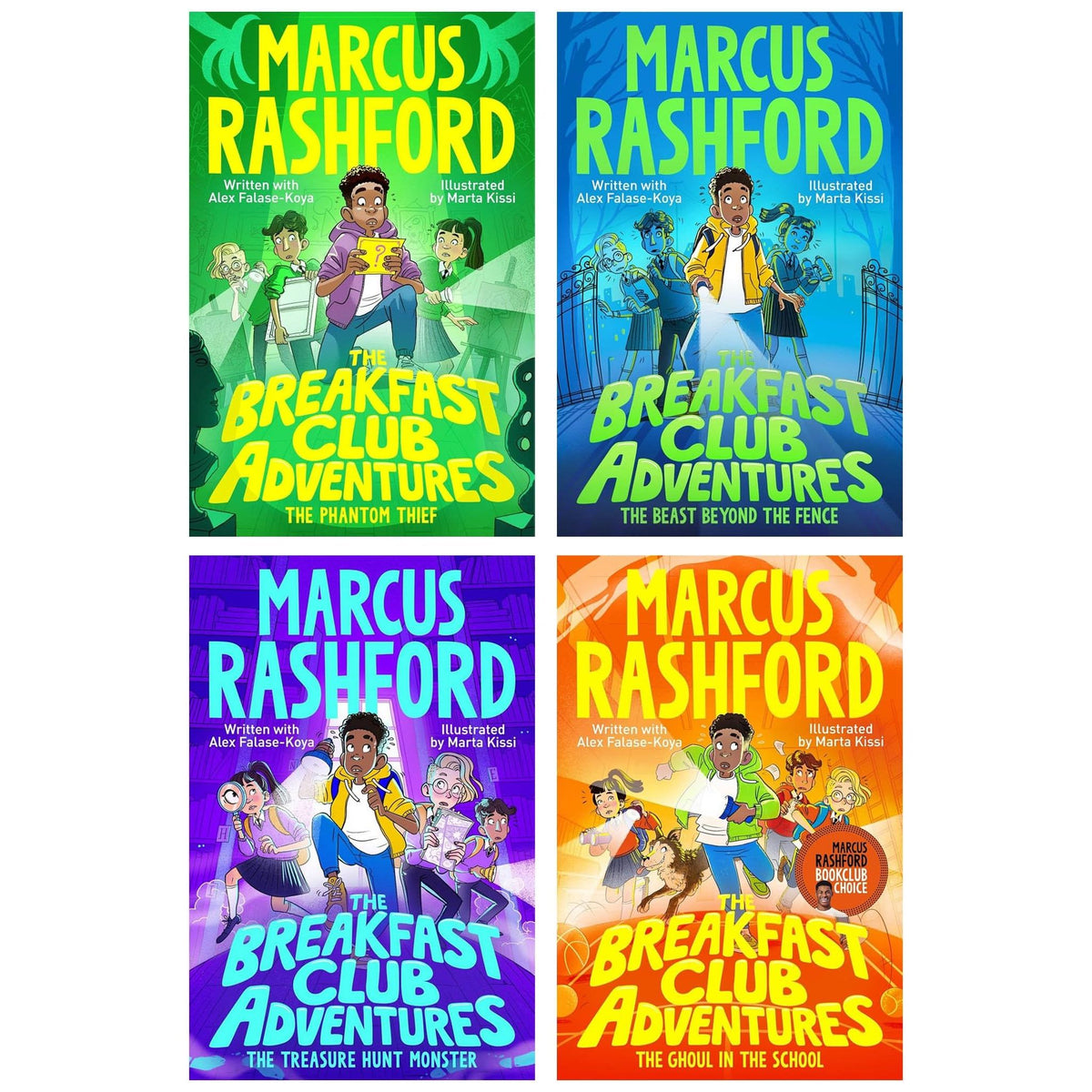 The Breakfast Club Adventures Series 4 Books Collection Set by Marcus Rashford (The Beast Beyond the Fence, The Ghoul in the School, The Phantom Thief and The Treasure Hunt Monster)