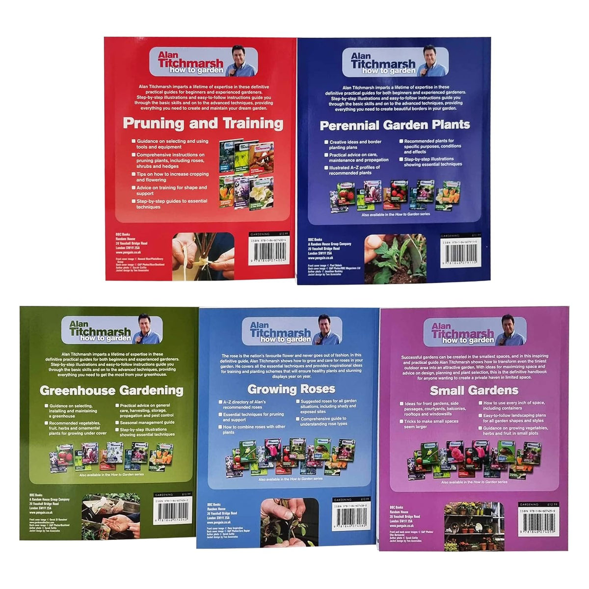 Alan Titchmarsh How to Garden Series 5 Books Collection Set (Pruning and Training, Perennial Garden Plants, Greenhouse Gardening, Growing Roses & Small Gardens)