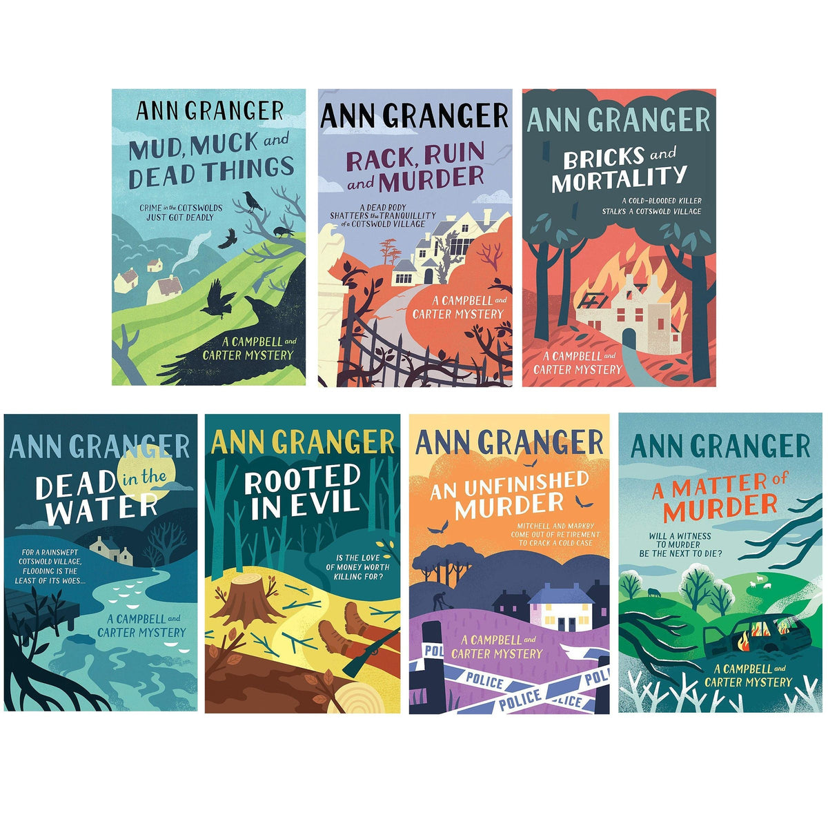 Ann Granger Campbell and Carter Mystery 7 Books Collection - Mud Muck and Death Things, Bricks and Mortality, Rack Ruin and Murder, Rooted in Evil