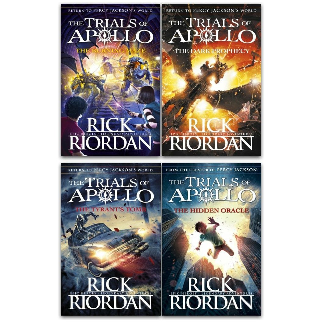 Rick Riordan Trials of Apollo Collection 4 Books (Dark prophecy, Hidden Oracle, Burning Maze, The Tyrants Tomb)