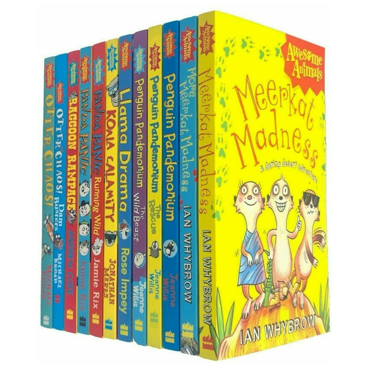 Awesome Animals Series 12 Books Collection Set (Meerkat Madness, Llama Drama, Koala Calamity, Penguin Pandemonium, The Rescue, Panda Panic - Running Wild & More)
