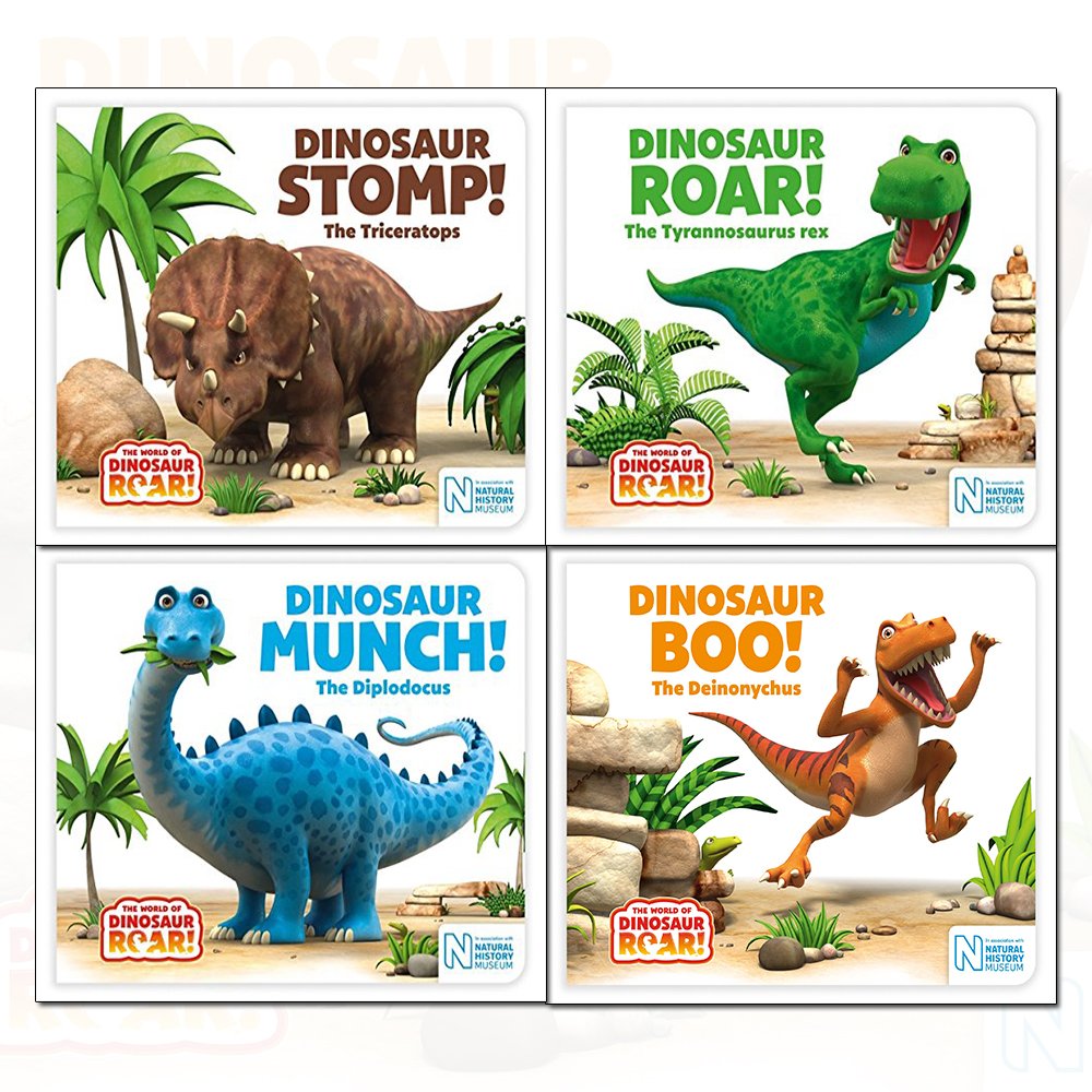 Dinasour Books, World of Dinosaur Roar Book Series - Kids Book Collection Set 1-4 (Dinosaur Roar, Dinosaur Boo, Dinosaur Munch, Dinosaur Stomp)