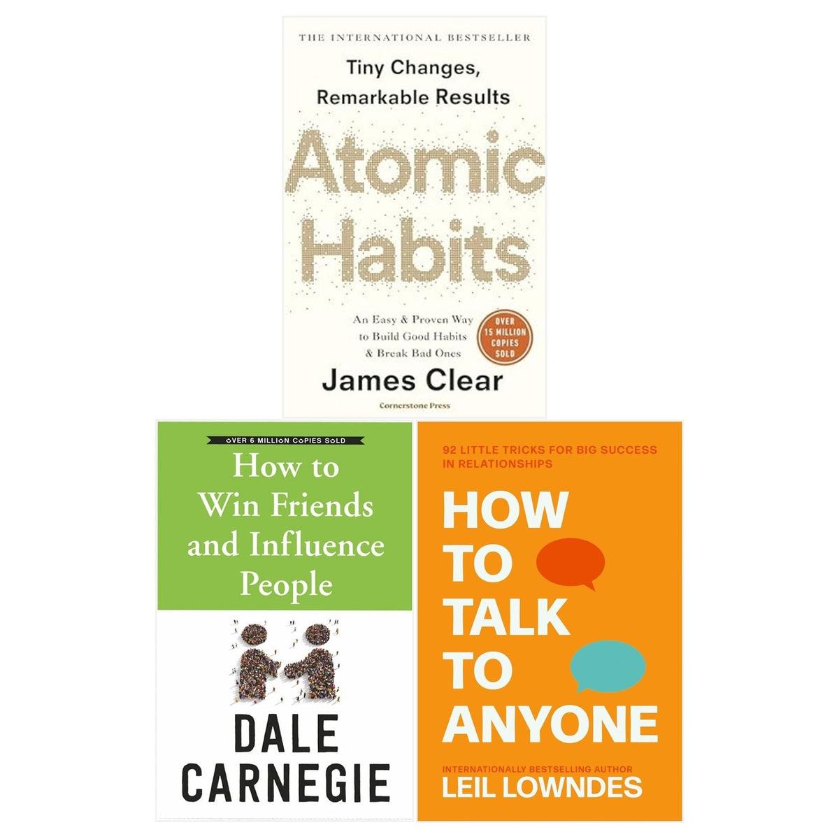 How To Talk To Anyone, Atomic Habits, How To Win Friends And Influence People 3 Books Collection Set