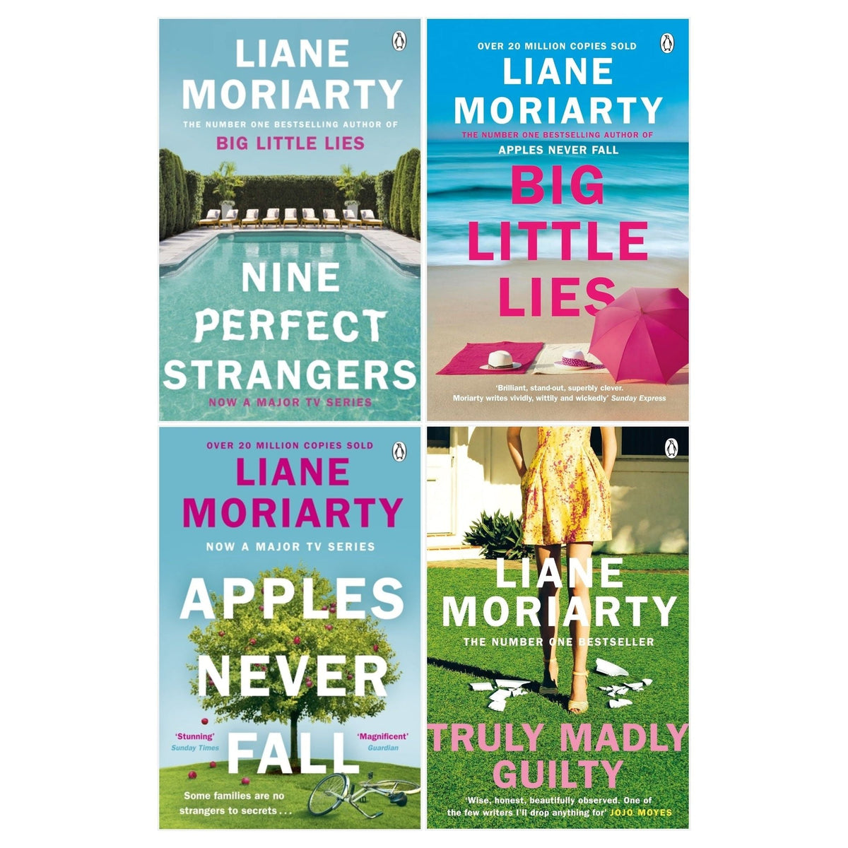 Liane Moriarty Collection 4 Books Set (Nine Perfect Strangers, Apples Never Fall, Big Little Lies, Truly Madly Guilty)