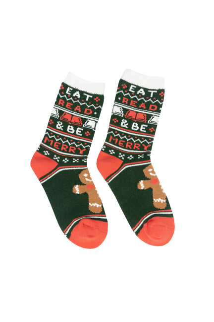 Eat, Read, & Be Merry Cozy Socks - Small