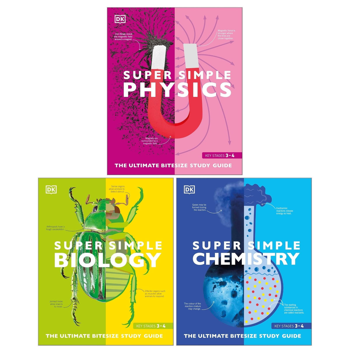 DK Super Simple Study Guide 3 Books Collection Set (Super Simple Chemistry, Physics, Biology)