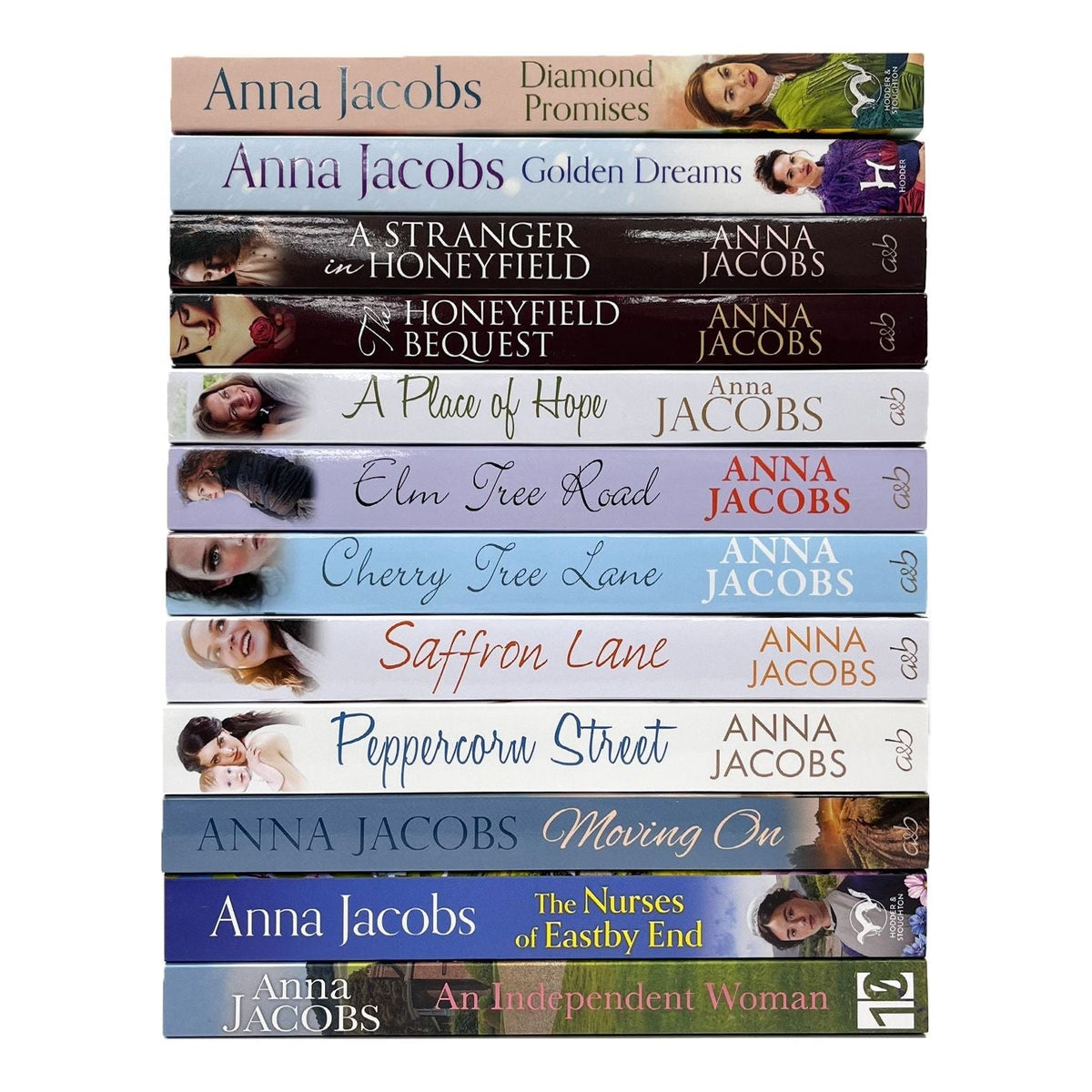 Anna Jacobs 12 Books Collection Set (Diamond Promises, Golden Dreams, A Stranger in Honeyfield, The Honeyfield Bequest and MORE)