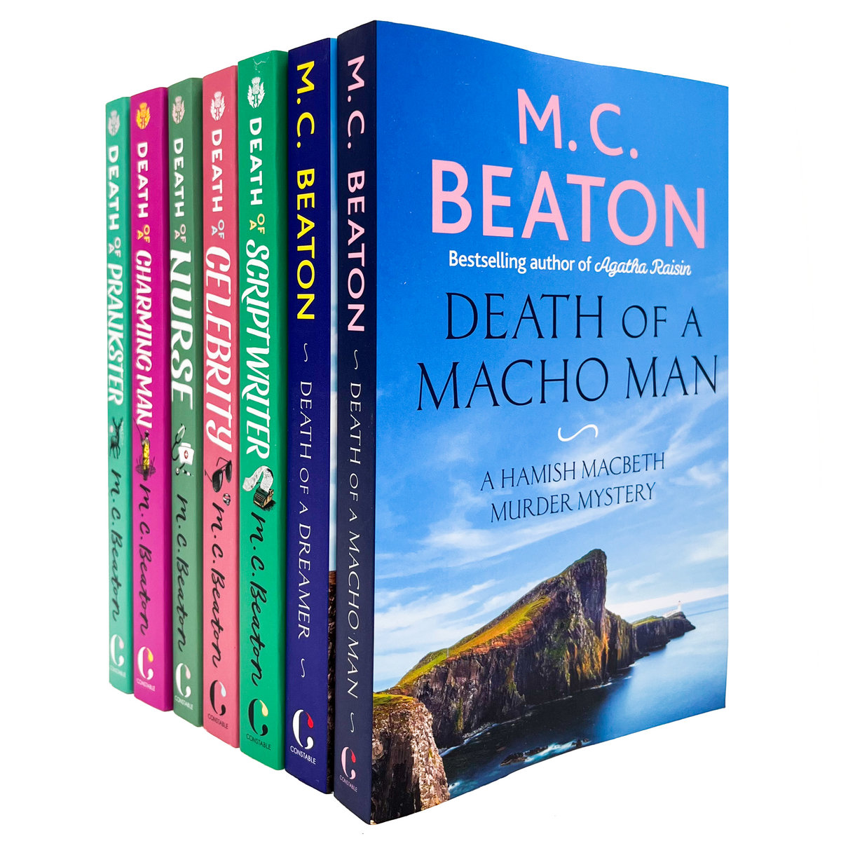 M C Beaton Hamish Macbeth Series Collection 7 Books Set (SERIES 2) (Death of a Prankster, Death of a Charming Man, Death of a Macho Man, Death of a Scriptwriter, Death of a Celebrity, Death of a Dreamer, Death of a Nurse)