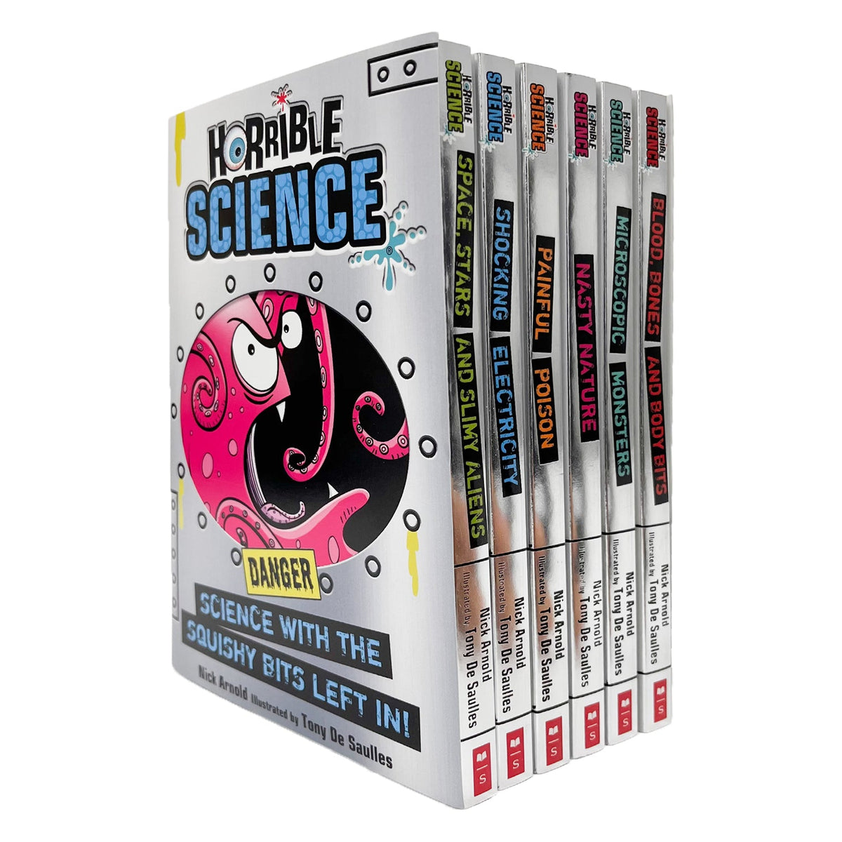 Horrible Science Collection 6 Books Set by Nick Arnold (Blood Bones and Body Bits, Microscopic Monsters, Nasty Nature, Painful Poison, Shocking Electricity, Space Stars and Slimy Aliens)