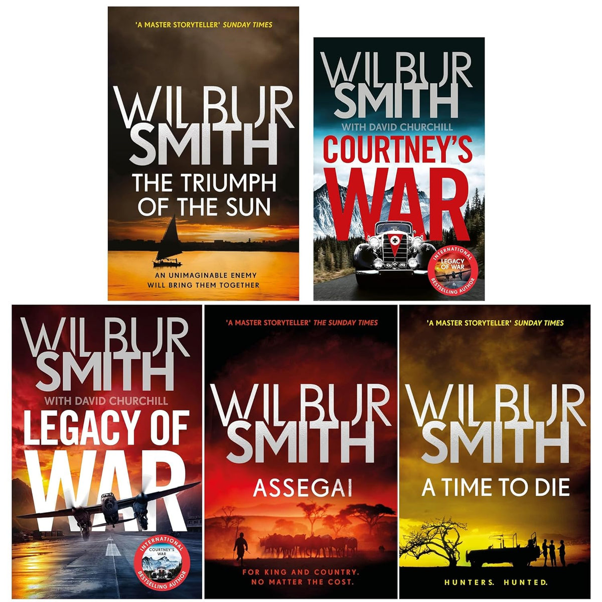 Courtney Family Novels By Wilbur Smith 5 Books Collection Set (A Time to Die, Assegai, Courtney's War, Legacy of War, The Triumph of the Sun)