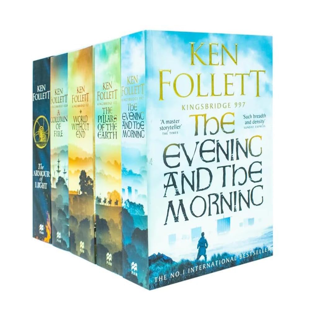 Ken Follett Kingsbridge 5 Books Collection Set – Pillars of the Earth, World Without End, A Column of Fire, The Evening and the Morning, The Armor of Light