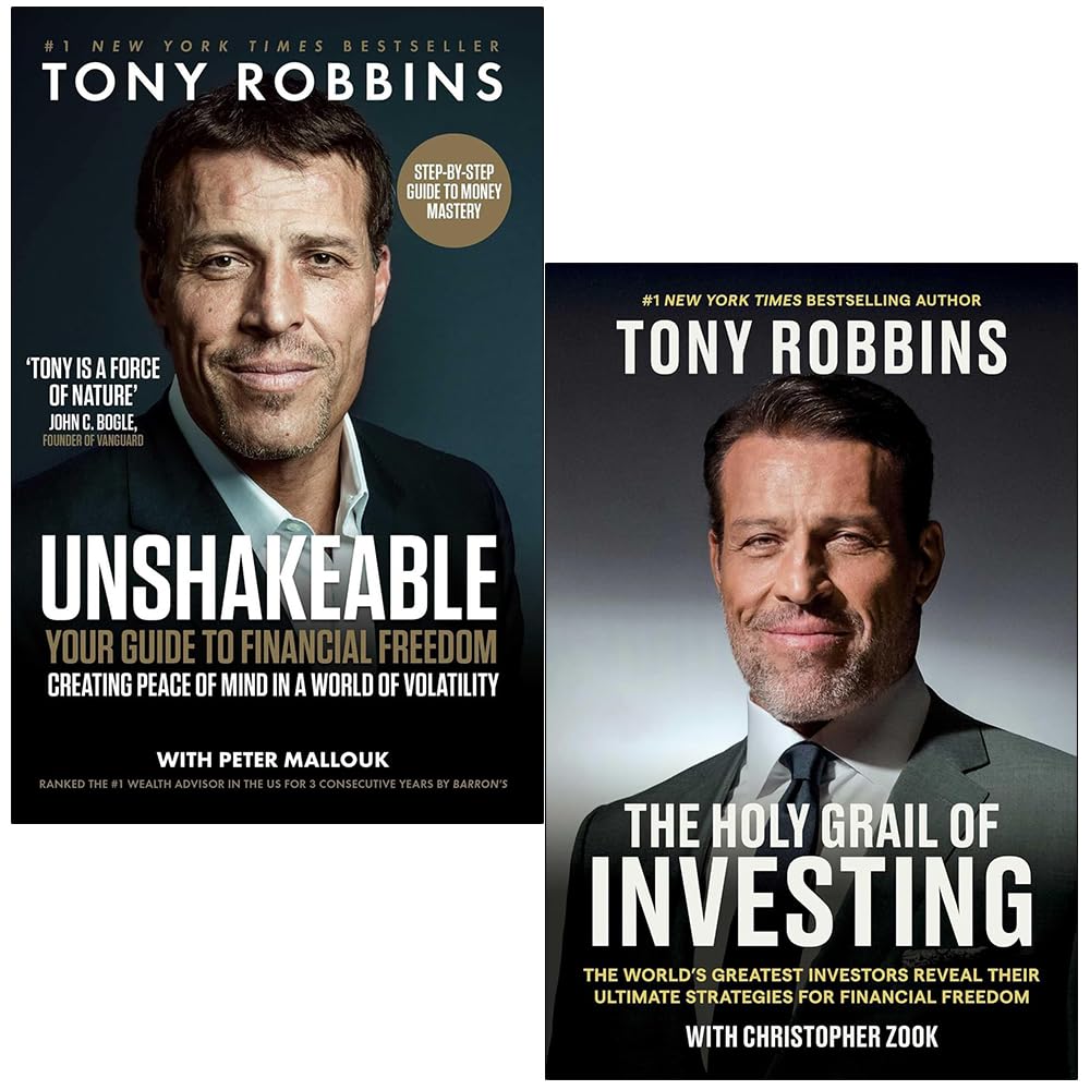 Tony Robbins Collection 2 Books Set (Unshakeable Your Guide to Financial Freedom and The Holy Grail of Investing)