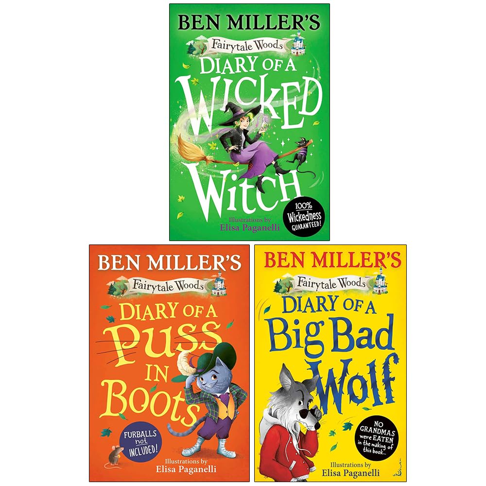 Fairytale Woods Series 3 Books Collection Set By Ben Miller (Diary of a Puss in Boots, Diary of a Wicked Witch & Diary of a Big Bad Wolf)
