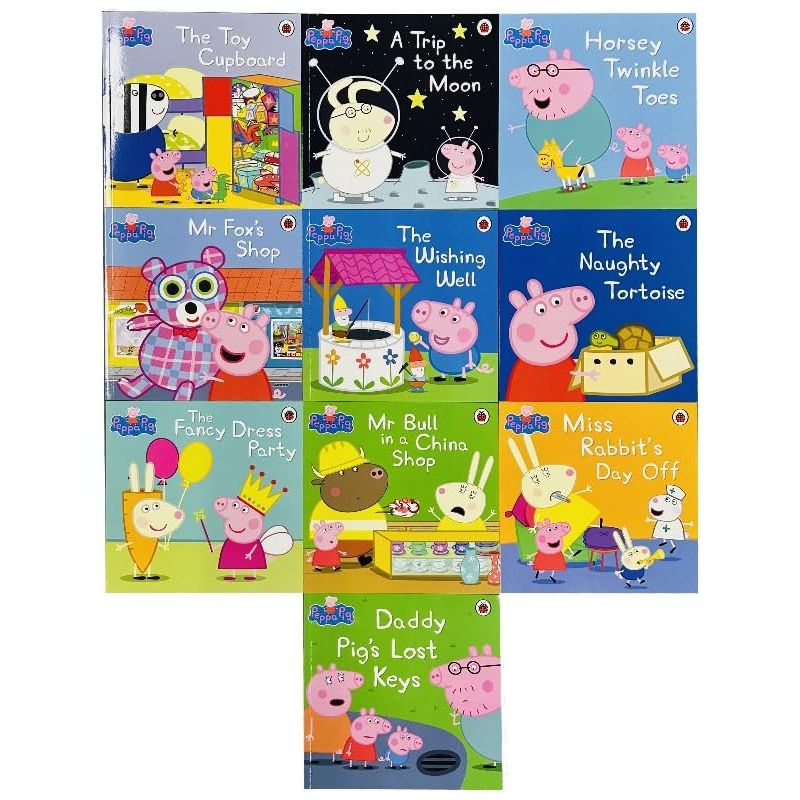 Peppa Pig Orange Bag 10 Books Collection Set including CD (The Toy Cupboard, A Trip to the Moon, Horsey Twinkle Toes, Mr Fox’s Shop,Wishing Well, The Naughty Tortoise, The Fancy Dress Party & More)