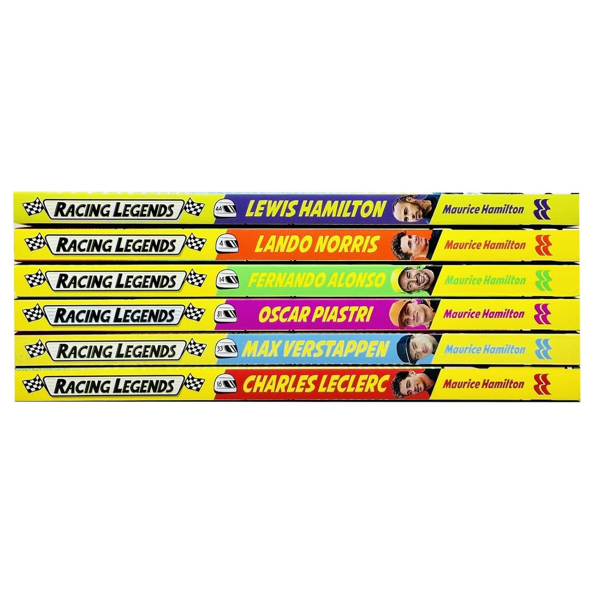 Racing Legends 6 Books Collection Set By Maurice Hamilton (Lewis Hamilton, Max Verstappen, Charles Leclerc, Lando Norris, Fernando Alonso and Oscar Piastri)