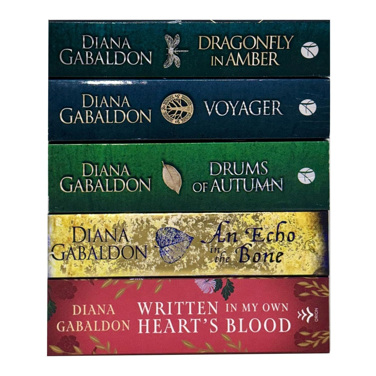 Outlander Series 5 Books Collection Set By Diana Gabaldon (Drums Of Autumn, Voyager, Written in My Own Heart's Blood, An Echo in the Bone & Dragonfly In Amber)