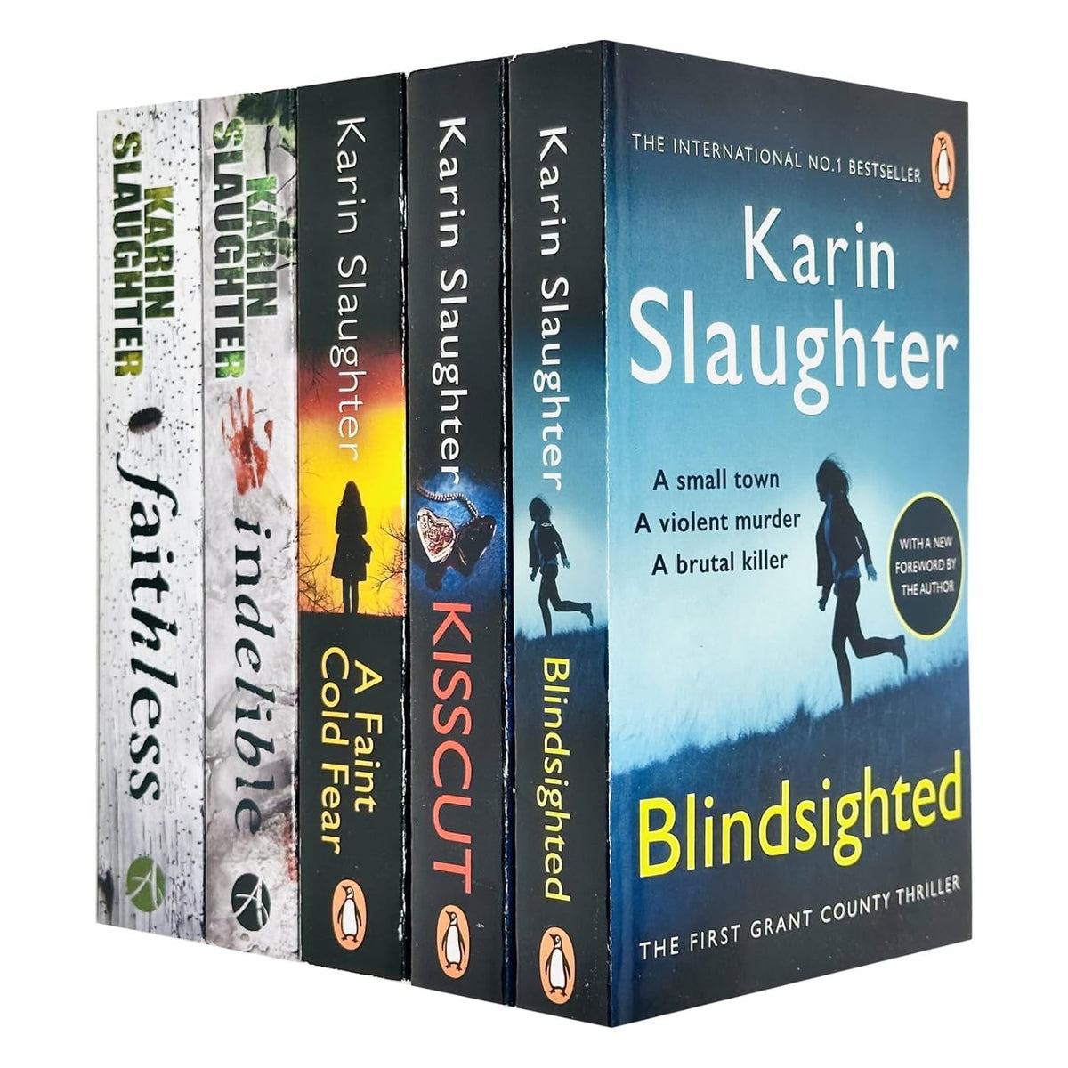Grant County Series 5 Books Collection Set By Karin Slaughter (Blindsighted, Kisscut, A Faint Cold Fear, Indelible & Faithless)