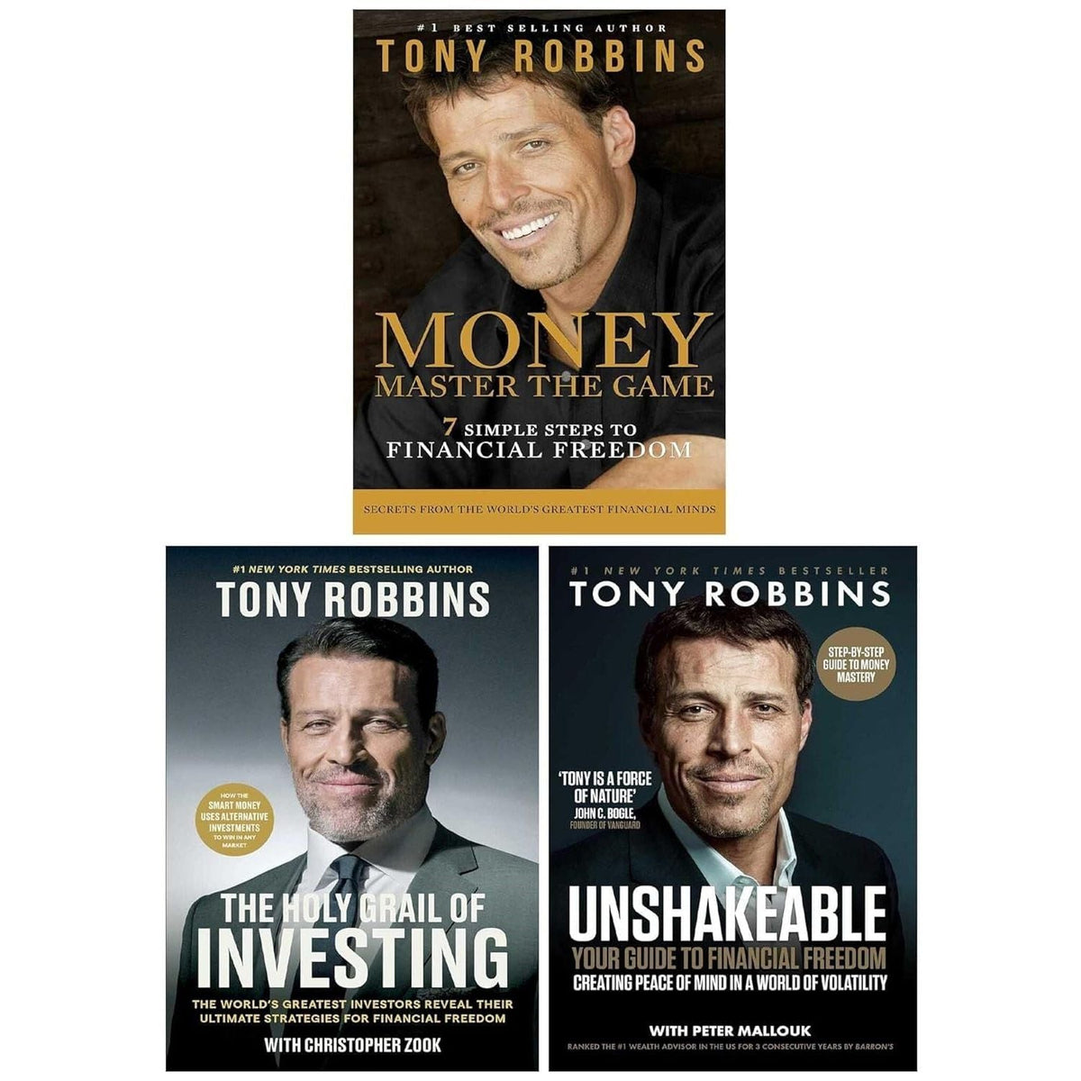 Financial Freedom Collection By Tony Robbins 3 Books Set (Unshakeable, The Holy Grail of Investing and Money Master the Game)