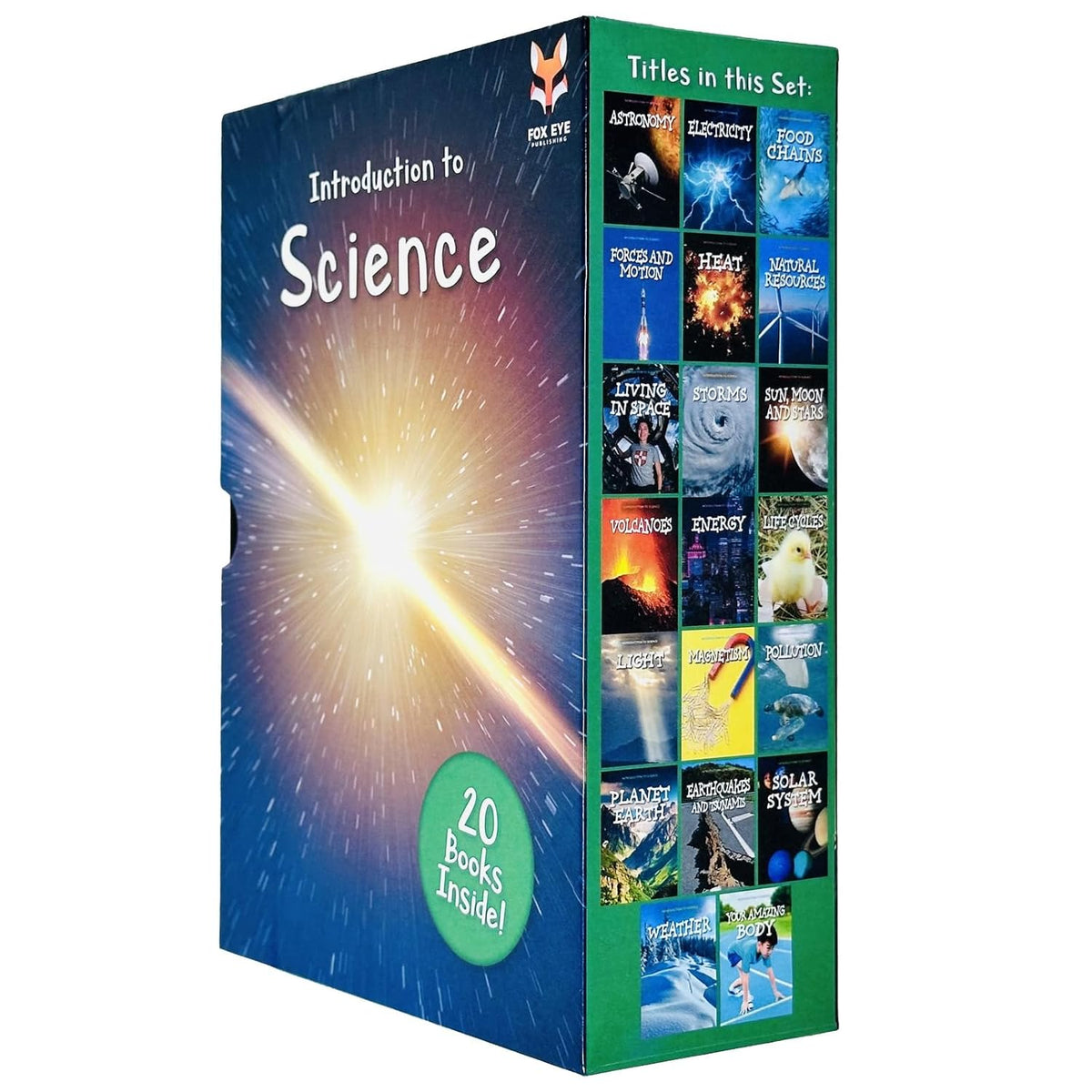Introduction to Science for Beginners 20 Books Collection Box Set (Astronomy, Electricity, Food Chains, Forces and Motion, Heat,Natural Resources,Living in Space, Storms, Sun Moon and Stars & More)