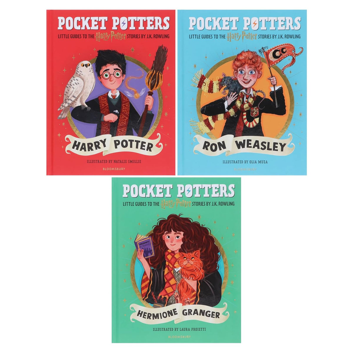 Harry Potter: Pocket Potters by J.K. Rowling Illustrated 3 Books Collection Set (Harry Potter, Ron Weasley and Hermione Granger)