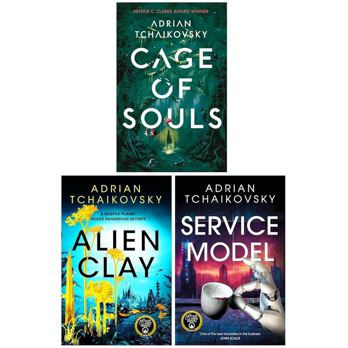 Adrian Tchaikovsky Novels 3 Books Collection Set (Cage of Souls, Alien Clay  & Service Model)