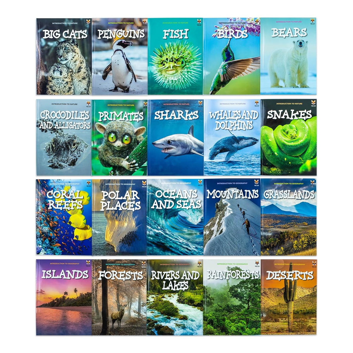 Introduction to Nature and Geography 20 Books Collection Box Set (Bears, Big Cats, Birds, Crocodiles and Alligators, Fish, Penguins, Primates, Sharks, Snakes, Whales and Dolphins & More)