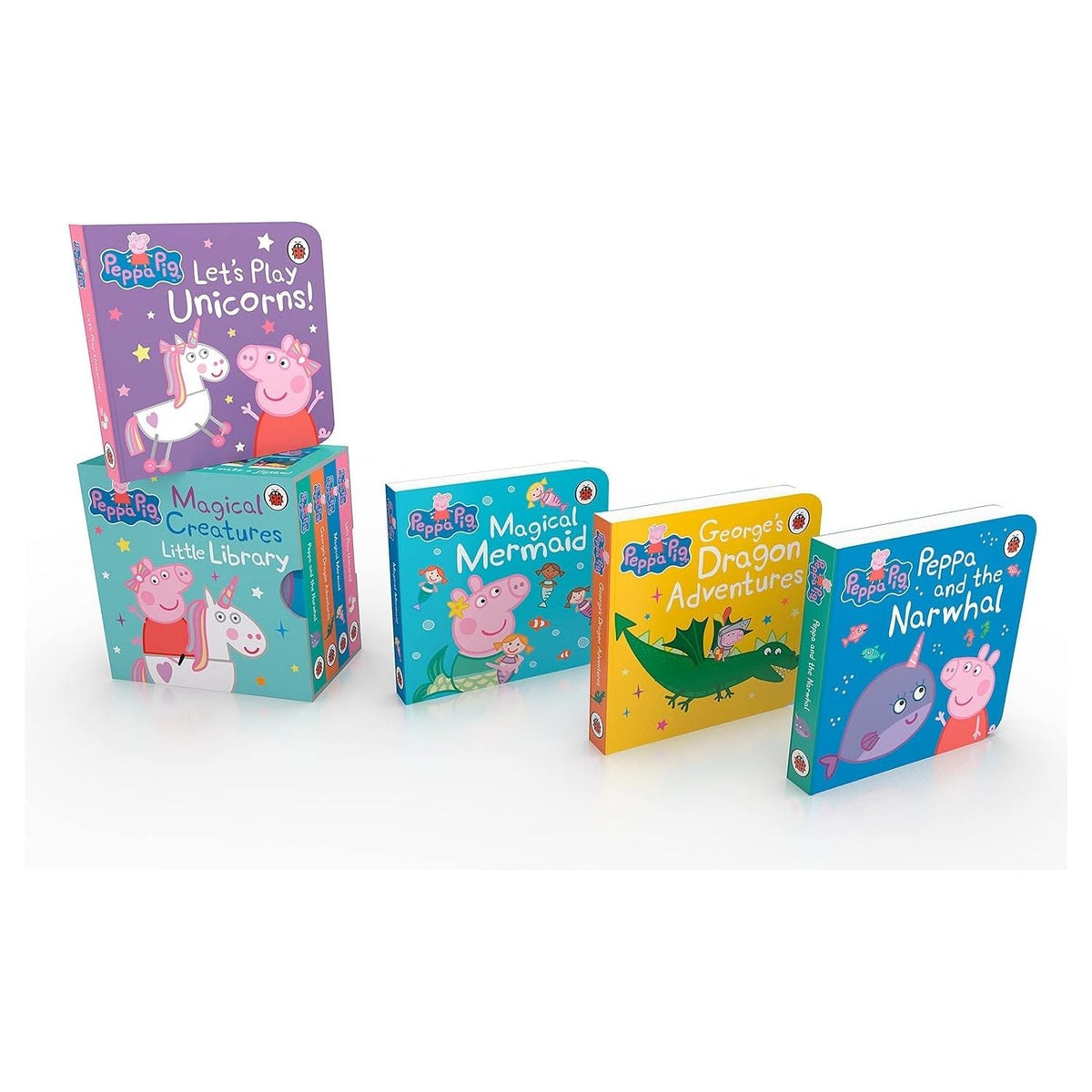 Peppa's Magical Creatures Little Library 4 Story Books Collection Box Set mermaids, unicorns, narwhals, dragons
