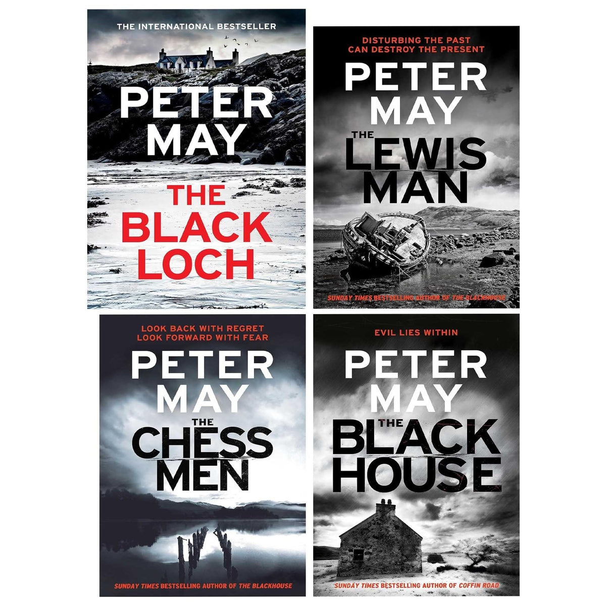 The Lewis Trilogy by Peter May 4 Books Collection Set (The Lewis Man, The Blackhouse, The Chessmen and The Black Loch [Hardback])