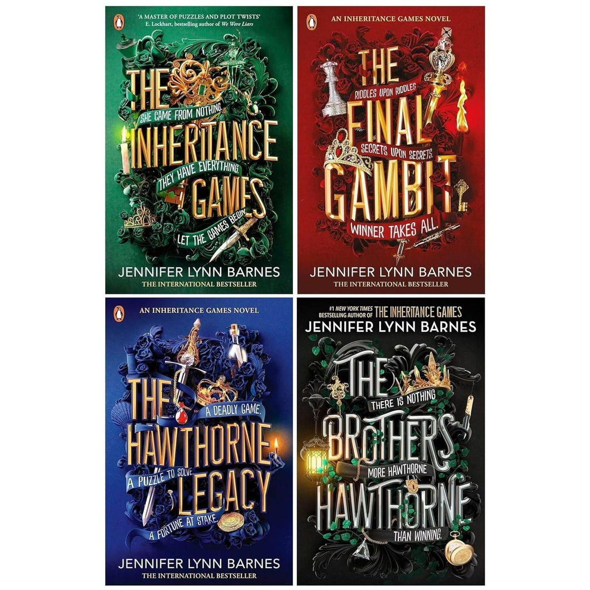 The Inheritance Games Series 4 Books Collection Set By Jennifer Lynn Barnes (The Inheritance Games, The Hawthorne Legacy, The Final Gambit and The Brothers Hawthorne)