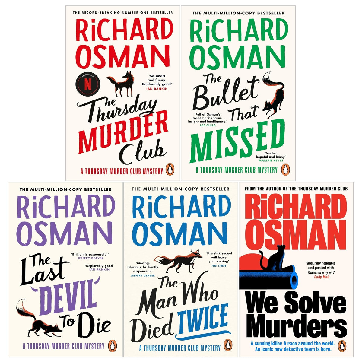 Richard Osman 5 Books Collection Set - Thursday Murder Club Mysteries and We Solve Murders Series