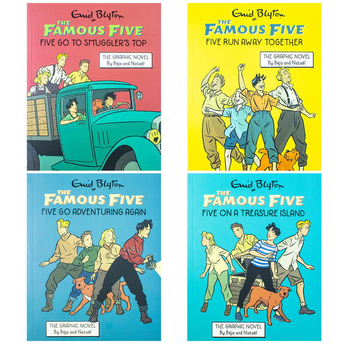 The Famous Five Graphic Novel 4 Books Collection Box Set By Enid Blyton(Five Go to Smuggler's Top, Five Run Away Together, Five Run Adventuring Again & Five on a Treasure Island)