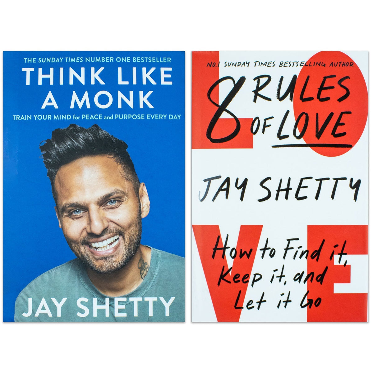 Jay Shetty Collection 2 Books Set (8 Rules of Love [h], Think Like a Monk [Paperback])