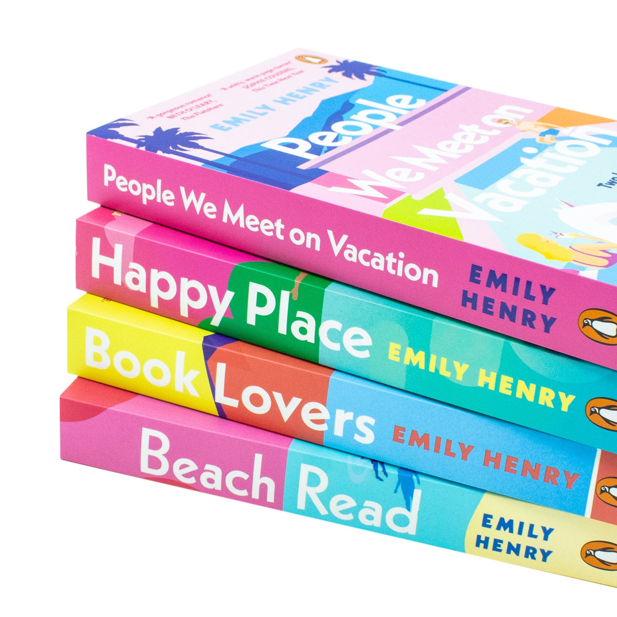 Emily Henry Collection 4 Books Set (Book Lovers, Beach Read, People We Meet on Vacation and Happy Place)