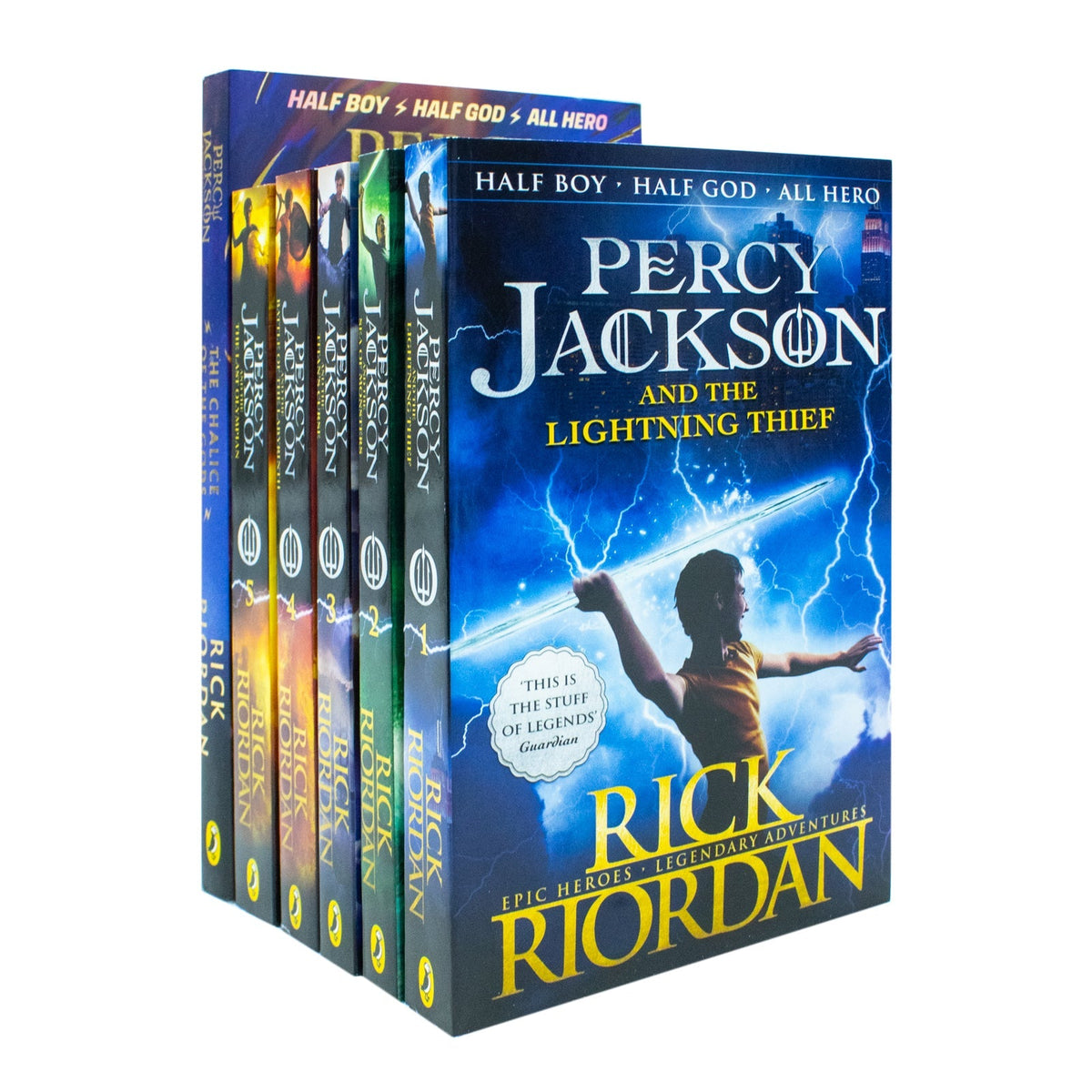 Percy Jackson and the Olympians Collection 6 Books Set By Rick Riordan (The Lightning Thief, Sea of Monsters, Titan's Curse, Battle of the Labyrinth, Last Olympian, The Chalice of the Gods)