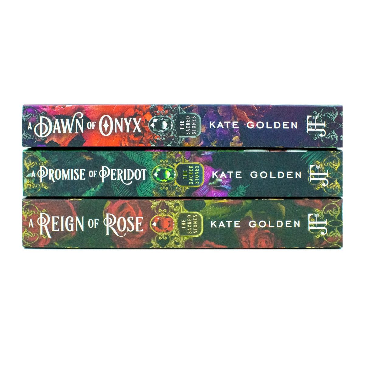 Sacred Stones Series 3 Books Collection Set By Kate Golden | Epic Fantasy Romance Trilogy - A Dawn of Onyx, A Promise of Peridot and A Reign of Rose