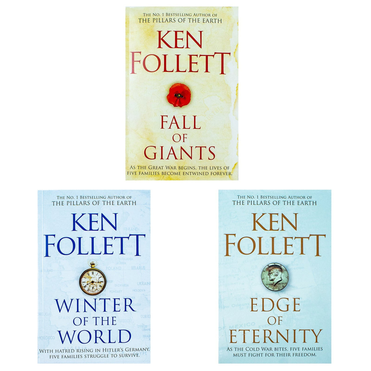Ken Follett Century Trilogy Collection 3 Books Set (Fall of Giants, Winter of the World , Edge of Eternity)
