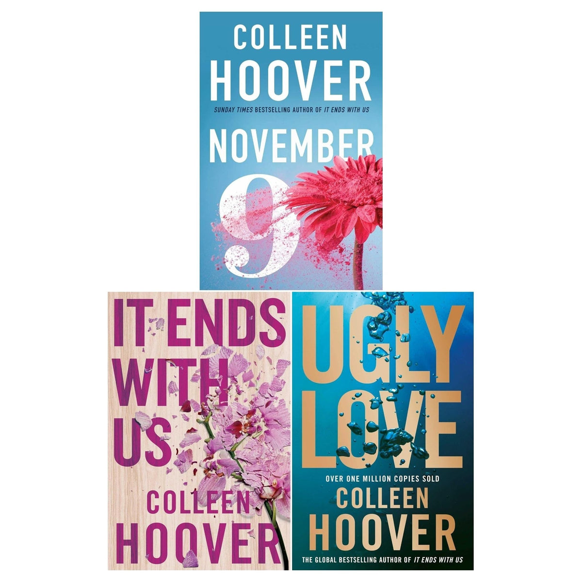 Colleen Hoover Collection 3 Books Set (It Ends With Us, Ugly Love, November 9)