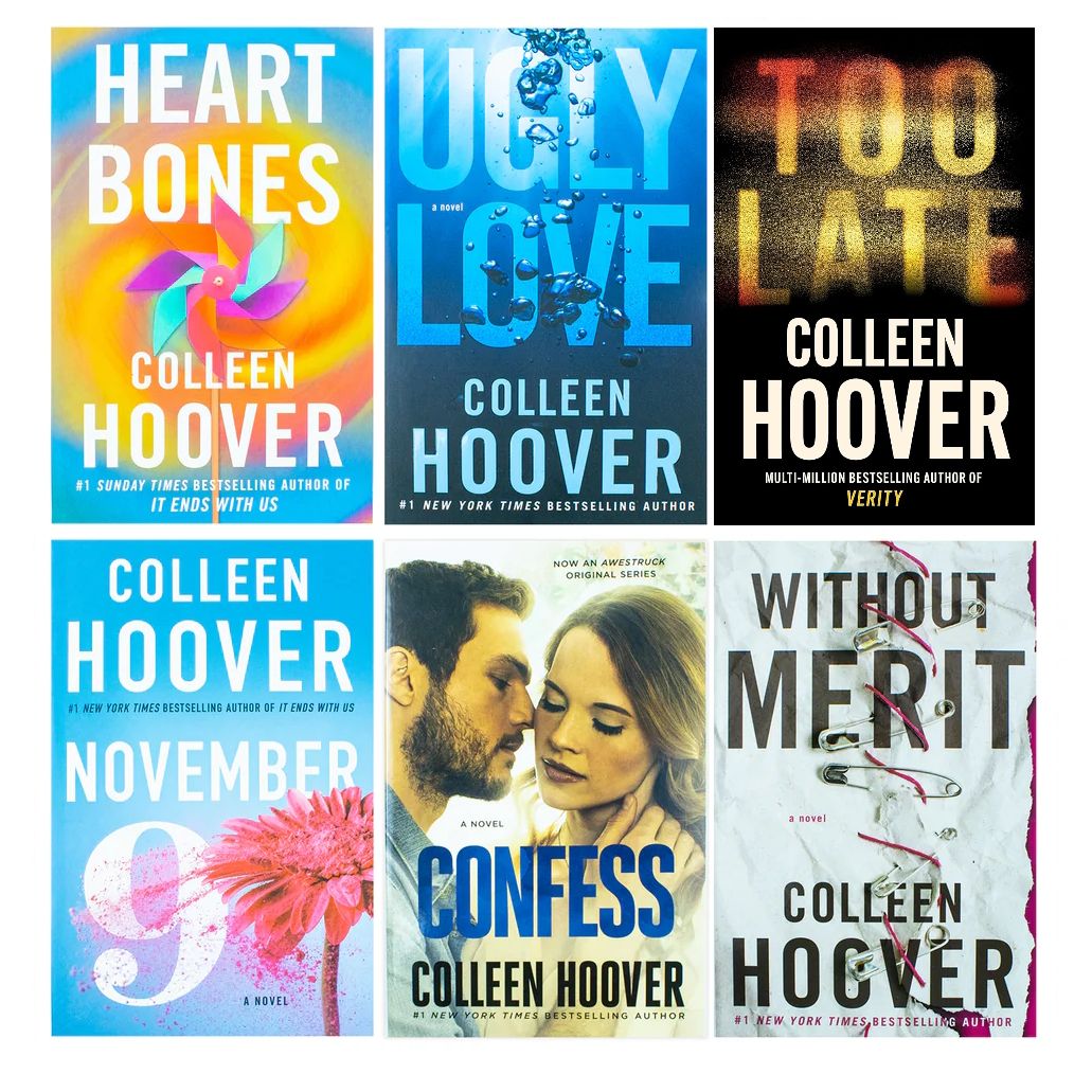 Colleen Hoover Collection 6 Books Set (Heart Bones, Without Merit, November 9, Ugly Love, Too Late, Confess)
