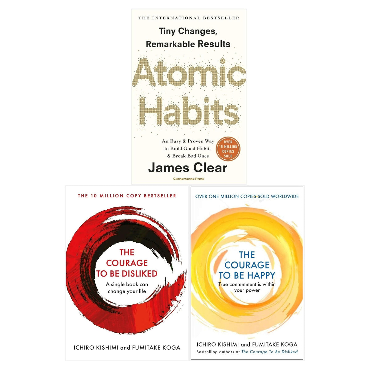Courage To Be Happy, Courage To Be Disliked and Atomic Habits 3 Books Collection Set