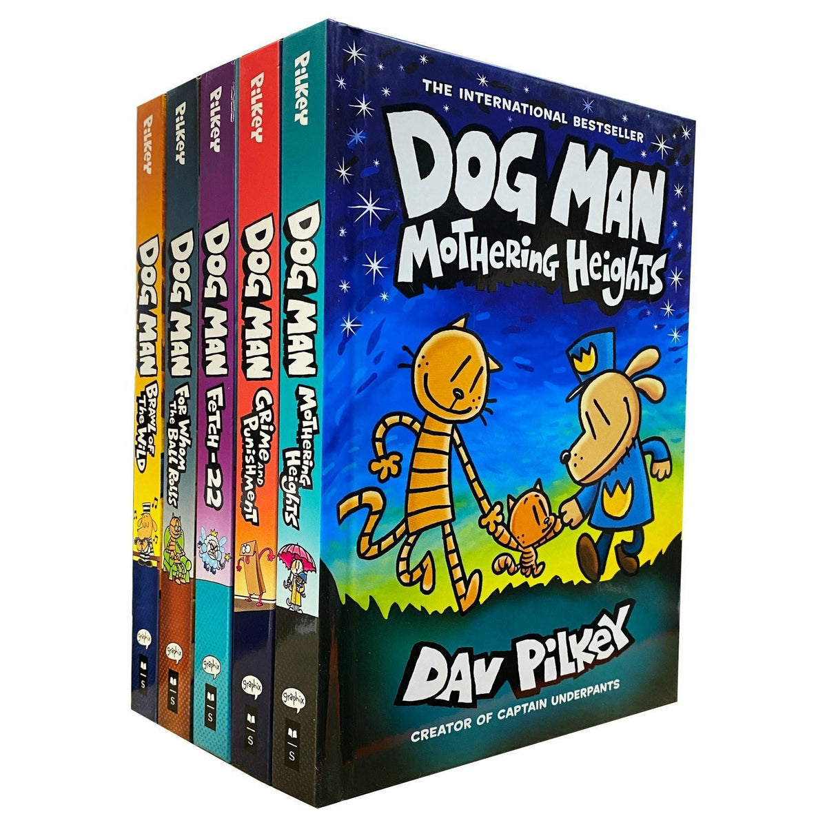 [h] Dog Man Series 6-10 Collection 5 Books Set By Dav Pilkey (Brawl of the Wild, For Whom the Ball Rolls, Fetch-22, Grime and Punishment, Mothering Heights)