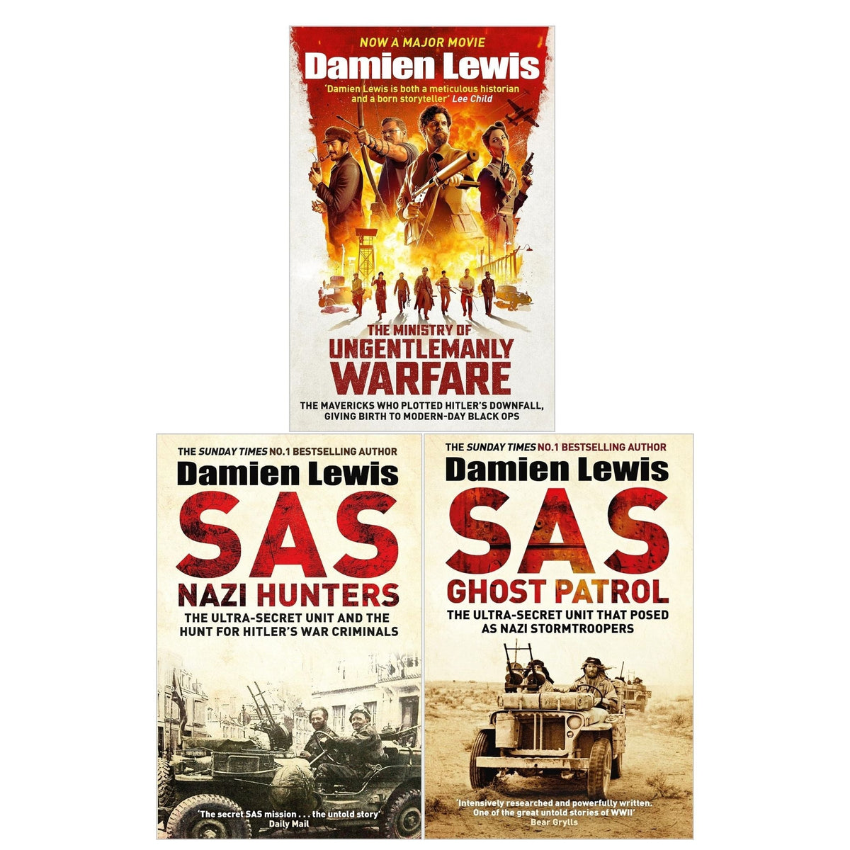 Damien Lewis 3 Books Collection Set (The Ministry of Ungentlemanly Warfare, SAS Ghost Patrol, SAS Nazi Hunters)