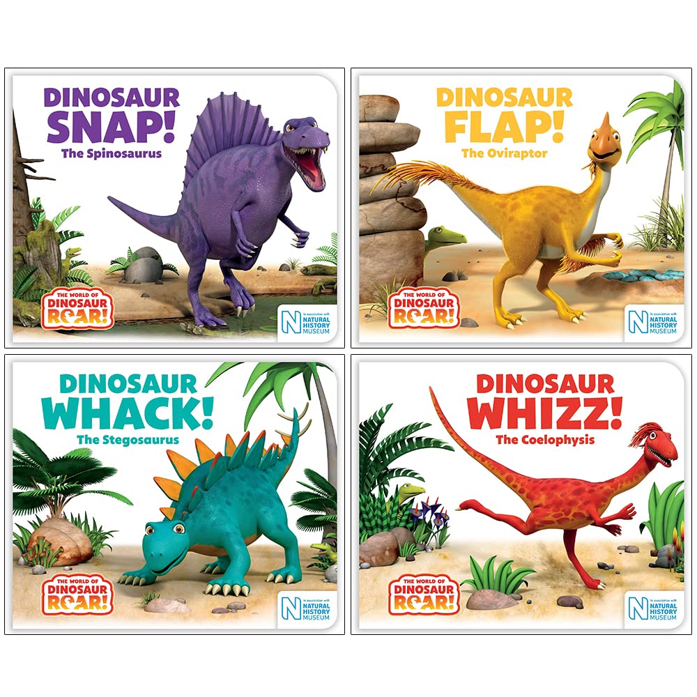 Dinasour Books, World of Dinosaur Roar Book Series - Kids Book Collection Set 5 - 8 (Dinosaur Snap, Dinosaur Flap, Dinosaur Whack &amp; Dinosaur Whizz)