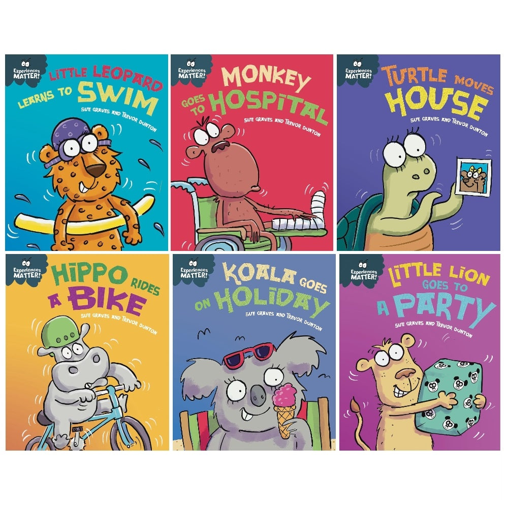 (Age 3-5) Sue Graves Experiences Matter Series 2 Collection 6 Books Set (Little Lion, Monkey, Koala, Turtle, Little Leopard, Hippo)