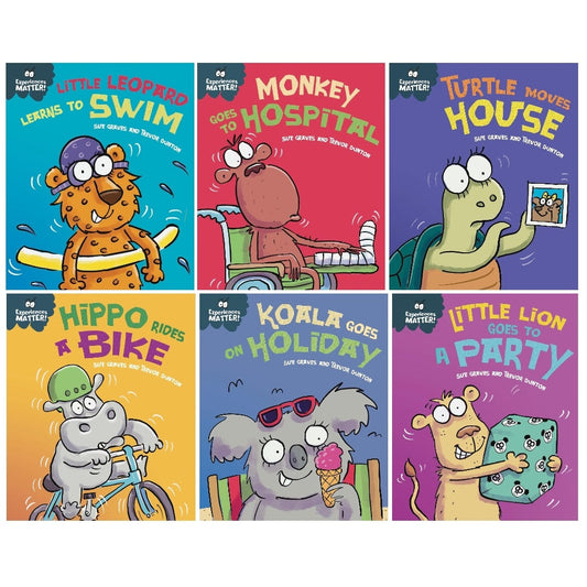 (Age 3-5) Sue Graves Experiences Matter Series 2 Collection 6 Books Set (Little Lion, Monkey, Koala, Turtle, Little Leopard, Hippo)