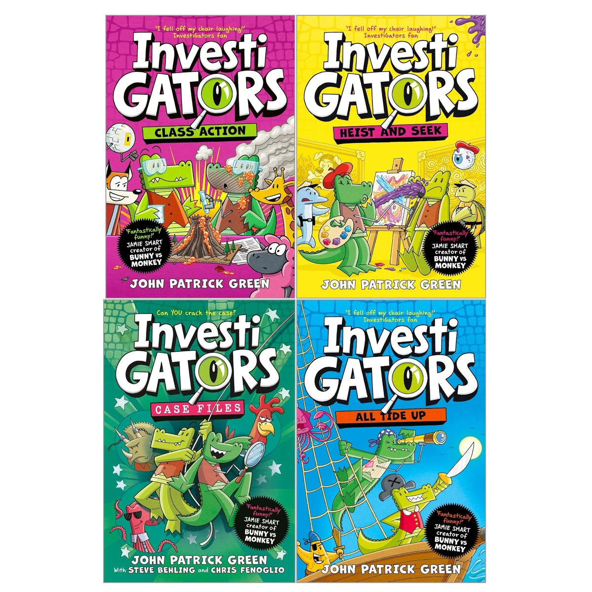 InvestiGators Series by John Patrick Green Books 6-9 4 Books Set (All Tide Up, Heist and Seek, Class Action, [HB] Case Files)